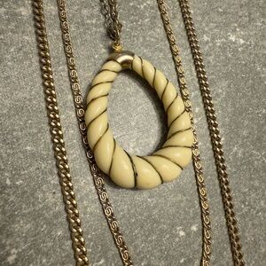 Vintage Sarah Coventry Three-Chain, Gold Wire Wrap Pendant Necklace